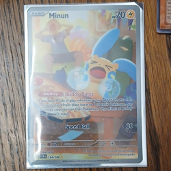 Pokemon TCG SV04 Paradox Rift Minun 194/182 Illustration Rare Full Art Holo - Image 1