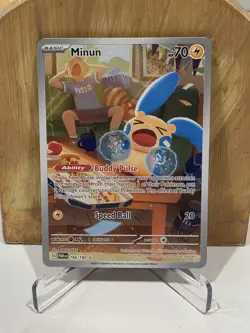 Pokemon Minun Paradox Rift 194/182 Illustration Rare Full Art Holo MINT - Image 1
