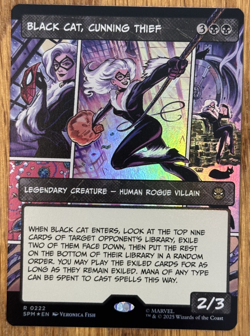 MTG Marvel Spider-Man, Black Cat, Cunning Thief - Borderless Foil - Image 1