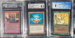 MTG Magic Lot 3 Old Vintage Graded Cards ALPHA, Legends, Arabian Nights, BGS 8 - Image 1