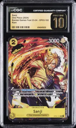 2024 ONE PIECE BANDAI GAMES FEST RARE #OP03-102 SANJI CGC 10 PRISTINE - Image 1
