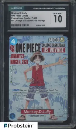2026 One Piece EN College Basketball US Voyage #055 Monkey D Luffy CGC 6 - Image 1
