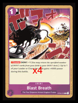 Blast Breath Playset - ST04-016 x4 - Starter Deck 4 - One Piece TCG -English NM - Image 1