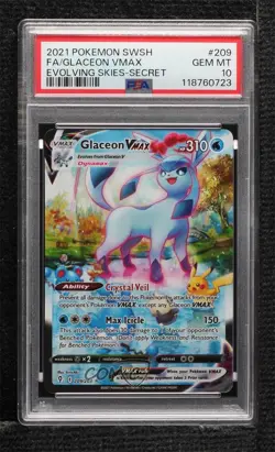Secret - Glaceon VMAX Pokemon Sword & Shield Evolving Skies PSA 10 GEM MT - Image 1