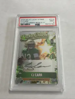 CJ Carr 1/1 Auto PSA 9 Wild Card 2026 Lucky Charm 🍀 Note Dame QB! - Image 1