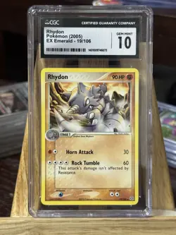 RHYDON 19/106 CGC 10 GEM MINT GRADED 2005 Pokemon TCG Vintage EX Emerald POP 22 - Image 1