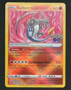 Pokemon TCG Radiant Charizard Pokemon Go 011/078 Holo Radiant Rare LP - Image 3