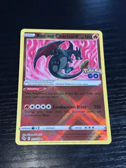 Pokemon TCG Radiant Charizard 011/078 Pokemon GO Holo Radiant Rare EN 2022 - Image 3