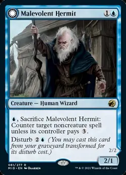 Malevolent Hermit // Benevolent Geist [Innistrad: Midnight Hunt] Magic MTG - Image 1
