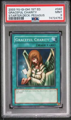 2003 YU-GI-OH! STARTER DECK: PEGASUS 1ST EDITION #040 GRACEFUL CHARITY PSA 9 - Image 1