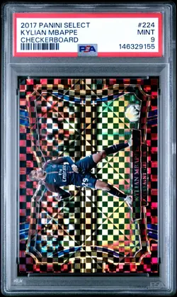 2017 PANINI SELECT CHECKERBOARD #224 KYLIAN MBAPPE ROOKIE RC PSA 9 - Image 1