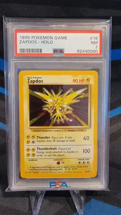 PSA 7 Near Mint Zapdos HOLO Pokemon Base Set WOTC 1999 16/102 - Image 1
