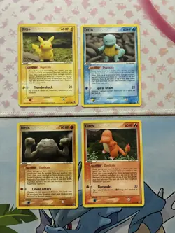 Vintage Pokemon Card Lot Fire Ditto Charmander Squirtle Geodude Pikachu - Image 1