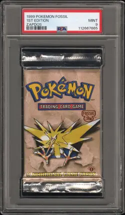 1999 POKEMON FOSSIL PACK 1ST EDITION-ZAPDOS FOIL PSA 9 - Image 1