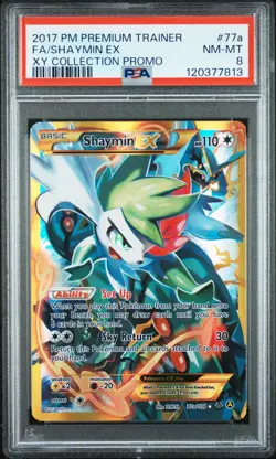 2017 POKEMON PREMIUM TRAINER XY COLLECTION PROMO #77A FULL ART/SHAYMIN EX PSA 8 - Image 1