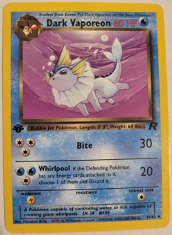 Dark Vaporeon 1st edition 45/82 Pokemon Team Rocket Non-holo Uncommon - LP - Image 1