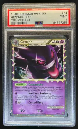 2010 Pokemon HeartGold & SoulSilver Triumphant Gengar #94/102 PSA 9 - Image 1