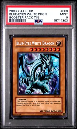 2003 YU-GI-OH! BOOSTER PACK TIN #009 BLUE-EYES WHITE DRAGON PSA 9 - Image 1