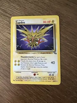 Pokemon Card - Fossil 30/62 - ZAPDOS NM - Image 1