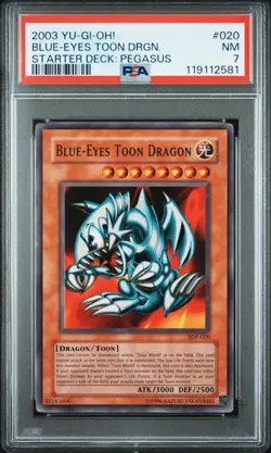2003 YU-GI-OH! STARTER DECK: PEGASUS #020 BLUE-EYES TOON DRAGON PSA 7 - Image 1