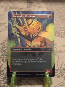 MTG Rampaging Ceratops The Lost Caverns of Ixalan Borderless Foil Uncommon NM - Image 1