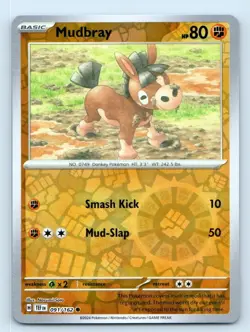 Mudbray 091/162 Common Temporal Forces Pokemon Reverse Holo Near Mint - Image 1