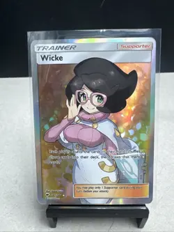 FULL ART Wicke ULTRA RARE Pokemon 147/147 SM Burning Shadows Holo Supporter - LP - Image 1