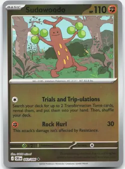 Sudowoodo 043/086 Uncommon Chaos Rising Pokemon Reverse Holo Near Mint - Image 1
