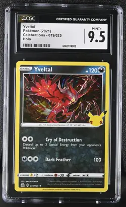 Pokemon Card CGC 9.5 YVELTAL Holo Rare #022 Celebrations English Sword & Shield - Image 1