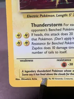 Pokemon TCG Zapdos Holo Rare Unlimited 15/62 Fossil Base Set 1999 WOTC VTG NM- - Image 5