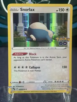 Pokemon Snorlax Pokemon Go #055/078 Rare Holo Near Mint - Image 1