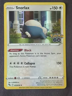 Pokemon Snorlax Pokemon Go #055/078 Rare Holo Near Mint - Image 2