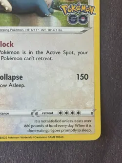 Pokemon Snorlax Pokemon Go #055/078 Rare Holo Near Mint - Image 5
