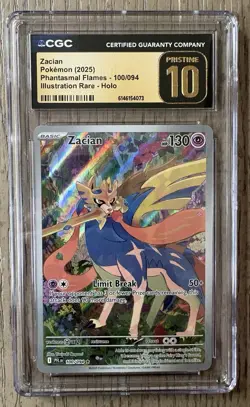 Pokemon Zacian Phantasmal Flames Illustration Rare #100 CGC 10 Pristine - Image 1