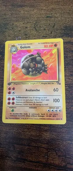 Golem 36/62 Uncommon Fossil Pokemon 1st Edition Lightly Played - Image 1