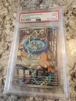 PSA 9 Pokemon Squirtle TCG Stellar Crown Illustration Rare Card 148/142 - Image 1