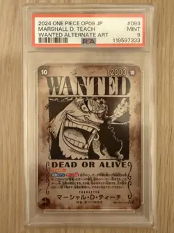 PSA 9 Teach OP09-093 Wanted Alternate Art One Piece Card Emperors Japanese Mint - Image 1