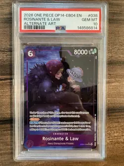 One Piece Rosinante & Law OP14-EB04-038 #038 Alternate Art EN Gem Mint PSA 10 - Image 1