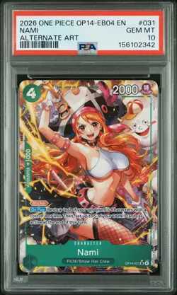 2026 ONE PIECE OP14-EB04-THE AZURE SEA'S SEVEN ALTERNATE ART #031 NAMI PSA 10 - Image 1