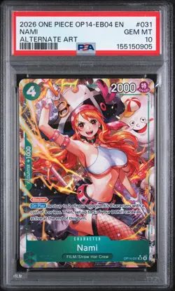 2026 ONE PIECE OP14-EB04-THE AZURE SEA'S SEVEN ALTERNATE ART #031 NAMI PSA 10 - Image 1