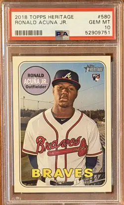 2018 Topps Heritage High Number Ronald Acuna Jr #580 Rookie Card PSA 10 RC - Image 1
