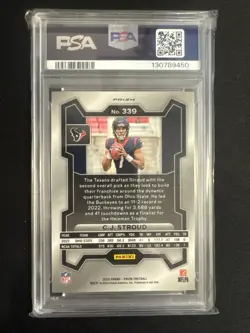 C.J. STROUD 2023 PRIZM ROOKIE RED WHITE BLUE TEXANS MINT RC PSA 9 RWB - Image 2