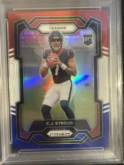 C.J. STROUD 2023 PRIZM ROOKIE RED WHITE BLUE TEXANS MINT RC PSA 9 RWB - Image 3