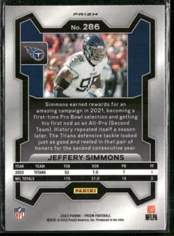 2023 Panini Prizm #286 Jeffery Simmons Black and White Checker - Image 2