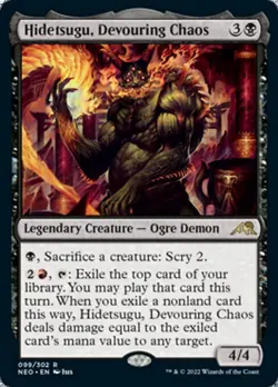 HIDETSUGU, DEVOURING CHAOS mtg NM Kamigawa Neon Dynasty Rare - Image 1