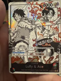 ST30-001 - Luffy & Ace Leader (Alternate Art Parallel - Black/White) - Near Mint - Image 1