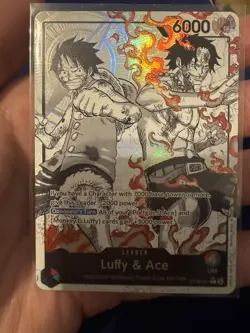 ST30-001 - Luffy & Ace Leader (Alternate Art Parallel - Black/White) - Near Mint - Image 2