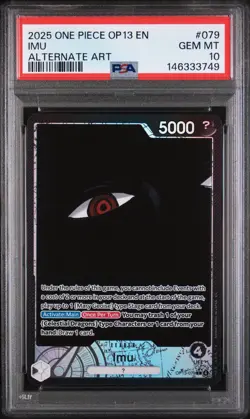2025 ONE PIECE OP13 EN IMU ALT ART #079 PSA 10 GEM MINT - Image 1