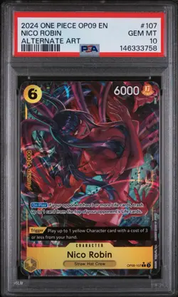 2024 ONE PIECE OP09 EN NICO ROBIN ALT ART #107 PSA 10 GEM MINT - Image 1