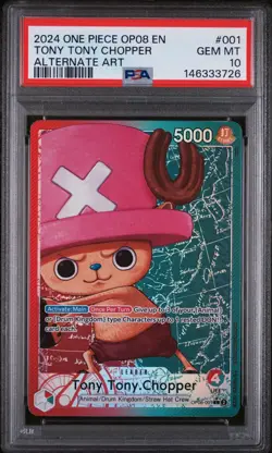 2024 ONE PIECE OP08 EN TONY TONY CHOPPER ALT ART #001 LEADER PSA 10 GEM MINT - Image 1